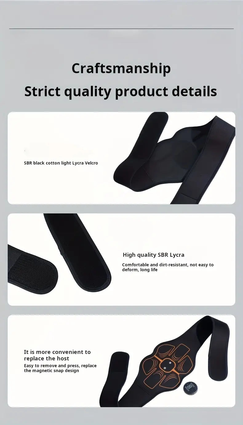 Abdominal Muscle Training Belt with Waist Massager - USB Rechargeable, Adjustable Fit for Core Workouts & Stability Training, Black, Workout Accessories, Sleek Design