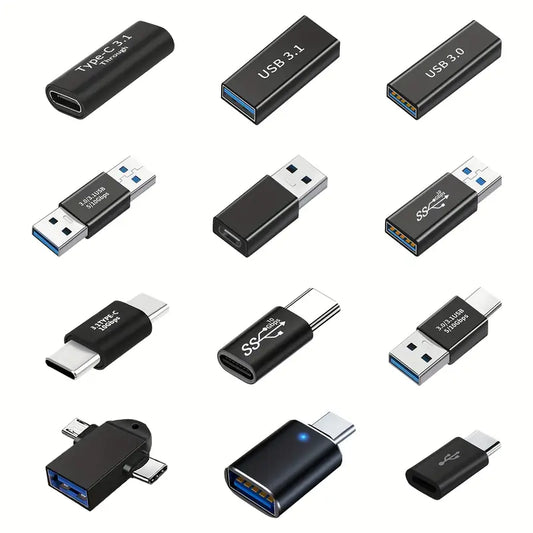 12pcs USB-C to USB 3.0 Adapters - High-Speed Data Transfer & Charging, OTG MiniUSB Power Mode, Compatible with Android & iOS Devices, No Battery Needed, Data Transfer Accessories | Modern USB Design | Compact Size