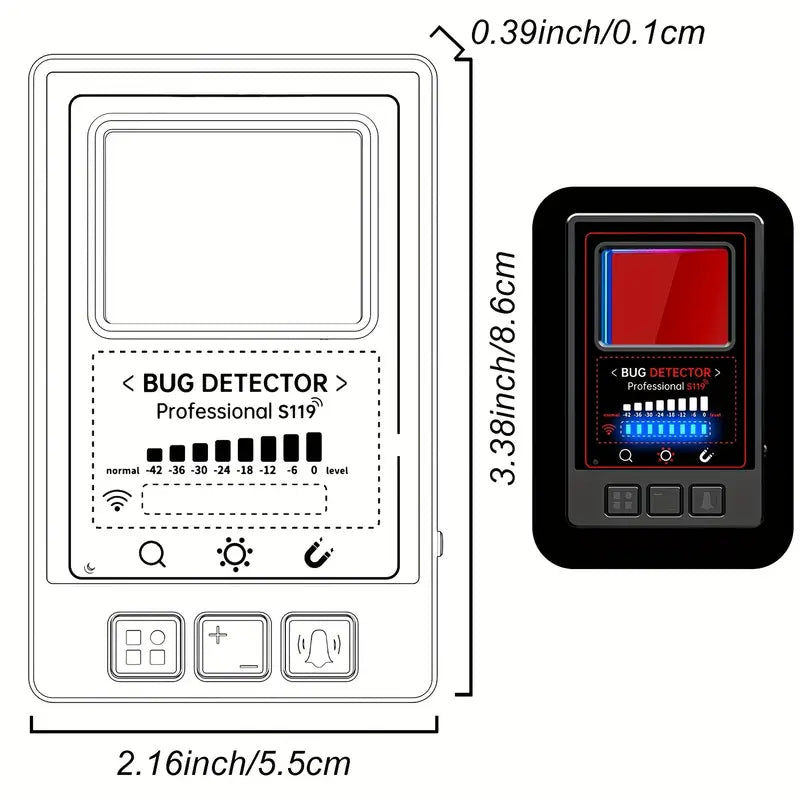 Privacy Protection Detector, Hidden Camera Finder, Anti-Theft GPS Tracker, Remote Magnetic and Infrared Sensor, Adjustable Sensitivity with Vibration Alerts, USB Rechargeable Lithium Polymer Battery