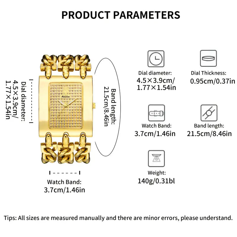 YaLaLuSi Men'S Golden Quartz Watch with Luminous Hands, Skeleton Dial & Breathable Comfort Band - Includes Adjustable Strap Clips, Ideal Gift for Father'S Day, Boyfriend, Brother, or Best Friend, Watch Accessorie