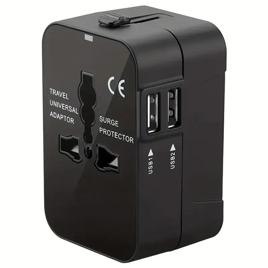 Universal Travel Adapter EU UK US AU AC Power Charger Adapter Outlet Converter Socket Plug Adaptor Connector with Dual USB Port