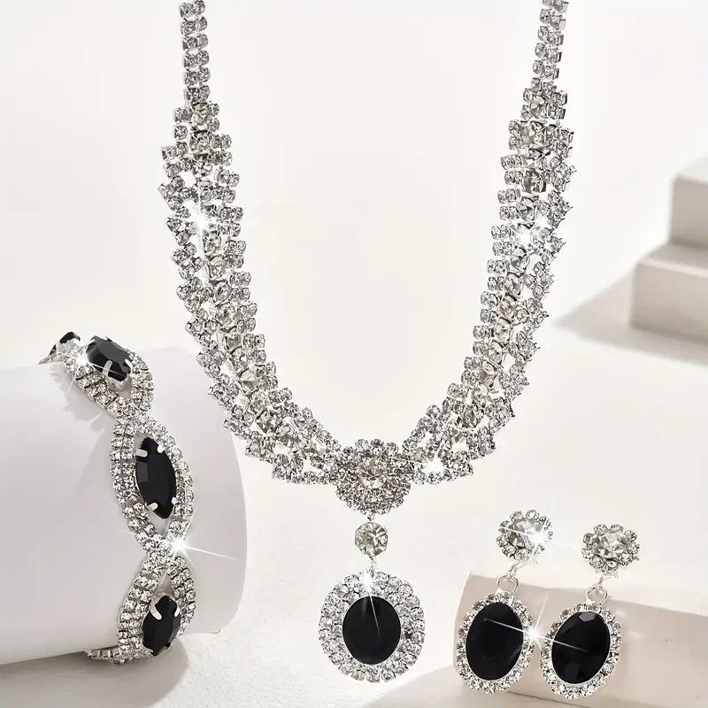 Elegant Bridal Jewelry Set Necklace & Earrings with Sparkling, Perfect for Weddings & Parties