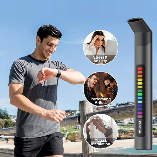 Intelligent respiratory trainer, USB rechargeable respiratory trainer with ABS shell - portable home gym system, enhances respiratory skills, reduces heart rate, improves oral breathing, including 12 better control modes