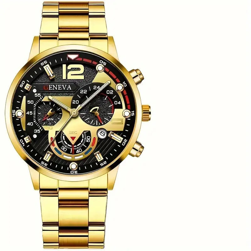 Men's Fashion Retro Golden Quartz Watch, Valentine's , Gift for Friends