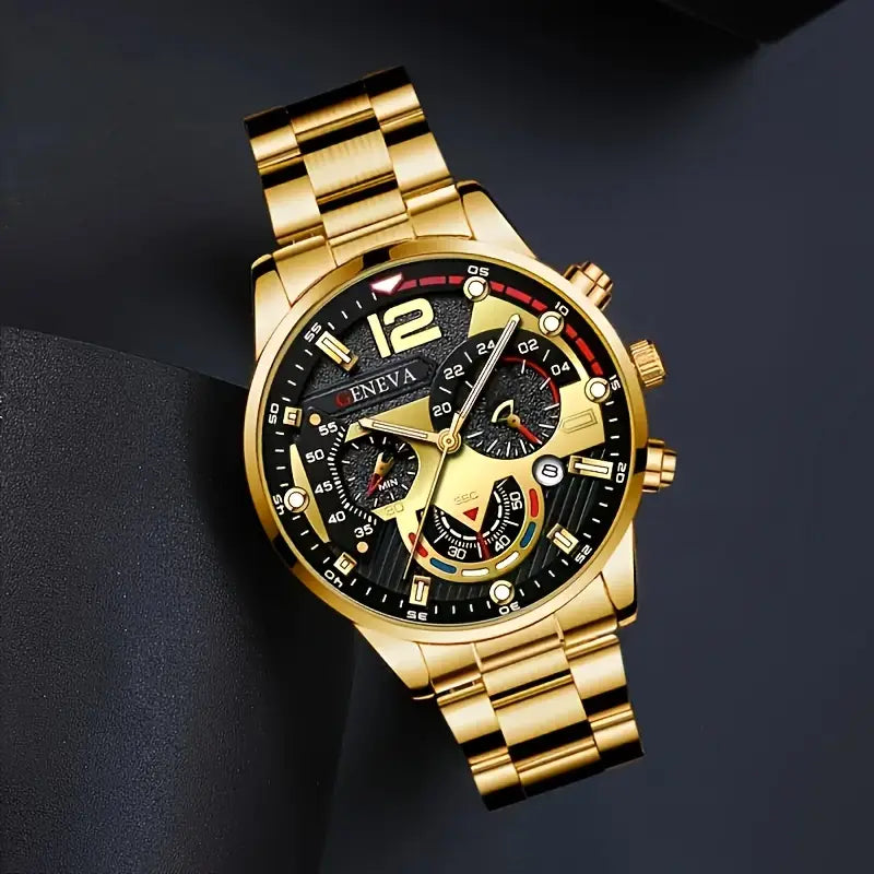 Men's Fashion Retro Golden Quartz Watch, Valentine's , Gift for Friends