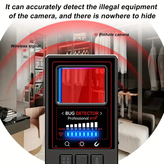 Privacy Protection Detector, Hidden Camera Finder, Anti-Theft GPS Tracker, Remote Magnetic and Infrared Sensor, Adjustable Sensitivity with Vibration Alerts, USB Rechargeable Lithium Polymer Battery