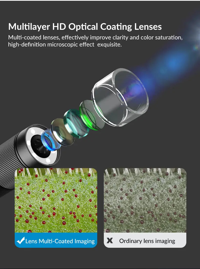 APEXEL Portable HD Digital Microscope, Handheld USB Microscope with LED for Laptop, Pocket-Sized 400X-800X Magnifier for Photos and Videos