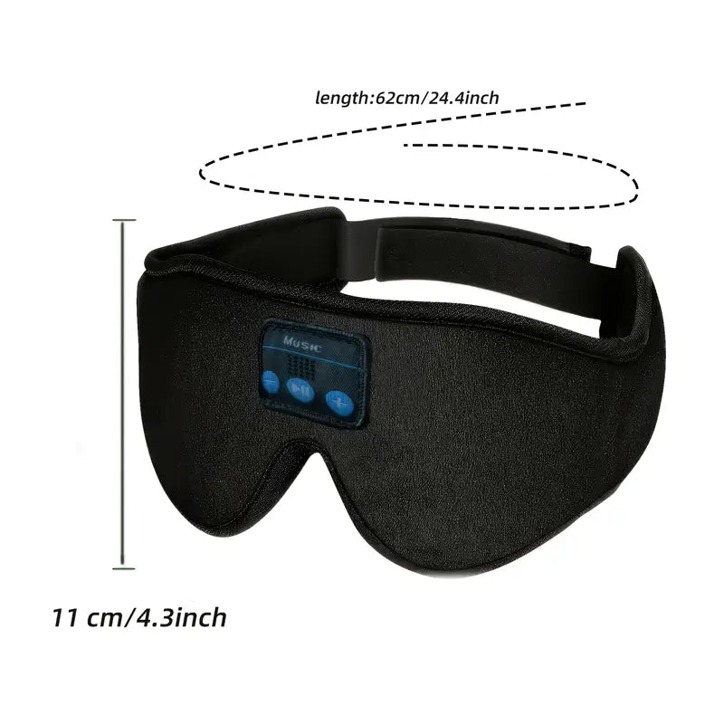 Sleep Mask with Wireless Headphones, 3D Wireless Sleeping Mask for Side Sleepers - Rechargeable Polyester Travel Essential, Black with Blue Accents, Ideal Gift for Sleepers, Sleep Mask