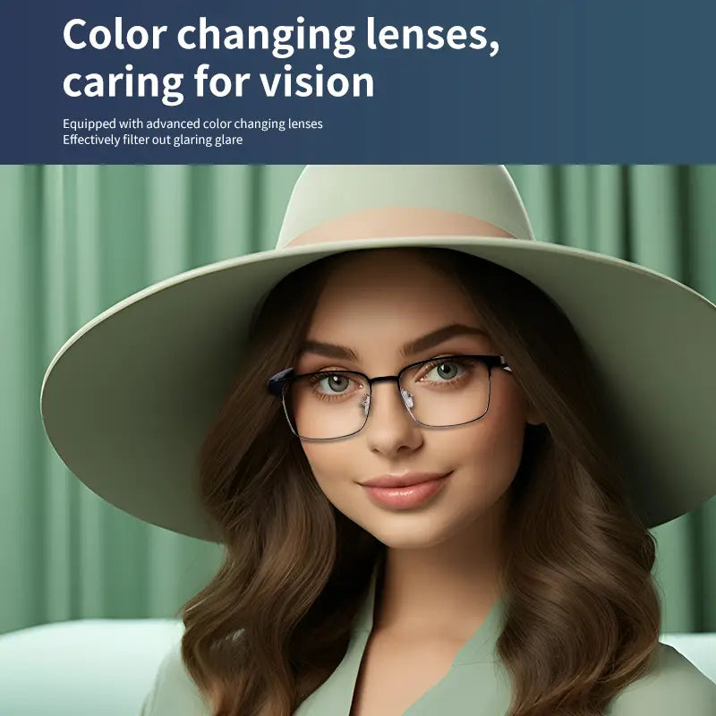 Smart Audio Glasses with Photochromic Lenses, Touch Control, Built-in Mic & Open-Ear Music, Anti-Blue Light, Rechargeable Battery for Office, Outdoor, Sports, Driving - Ideal Holiday Gift
