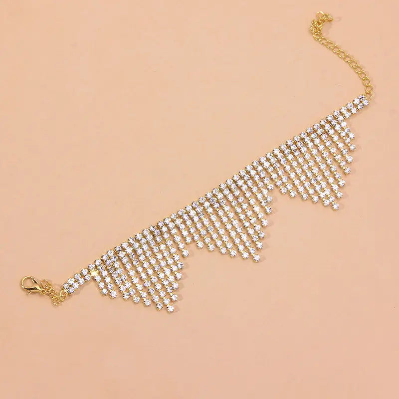 2 Pcs Elegant Rhinestone Tassel Anklet - High Heel Shoe Clip-On Foot Chain with Sparkling Bow Detail, Perfect for Women'S Fashion Accessories, Summer Style, and Daily Wear, Summer Fashion Accessory | Glamorous Look | Dazzling Stones, High Heel Shoe