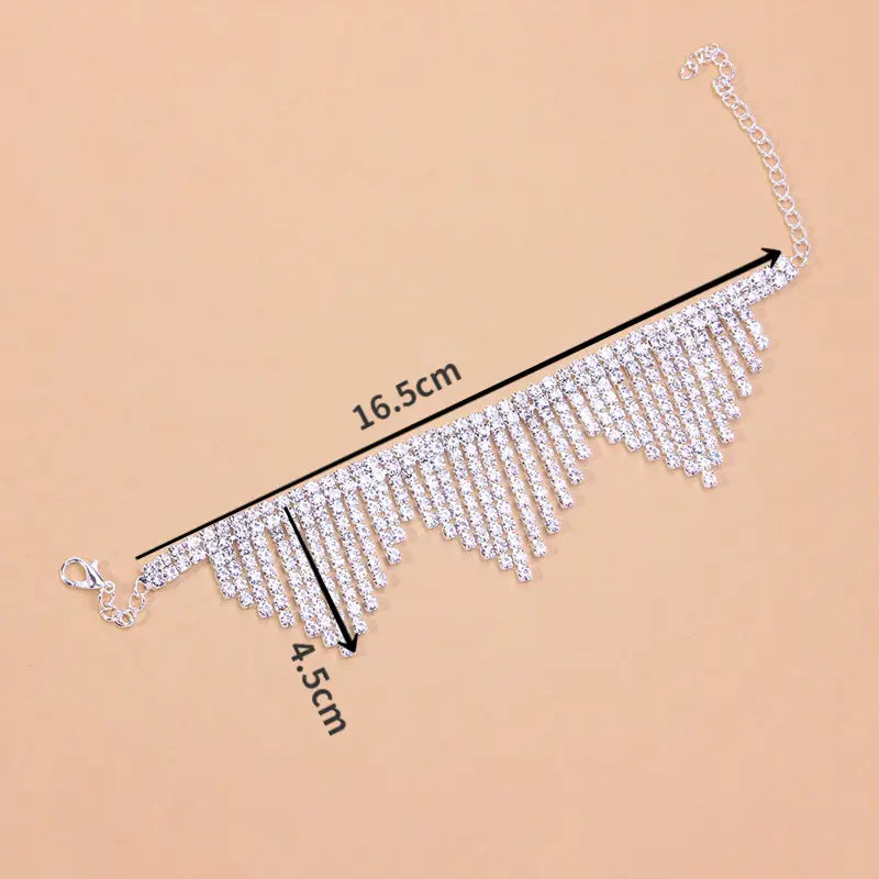 2 Pcs Elegant Rhinestone Tassel Anklet - High Heel Shoe Clip-On Foot Chain with Sparkling Bow Detail, Perfect for Women'S Fashion Accessories, Summer Style, and Daily Wear, Summer Fashion Accessory | Glamorous Look | Dazzling Stones, High Heel Shoe