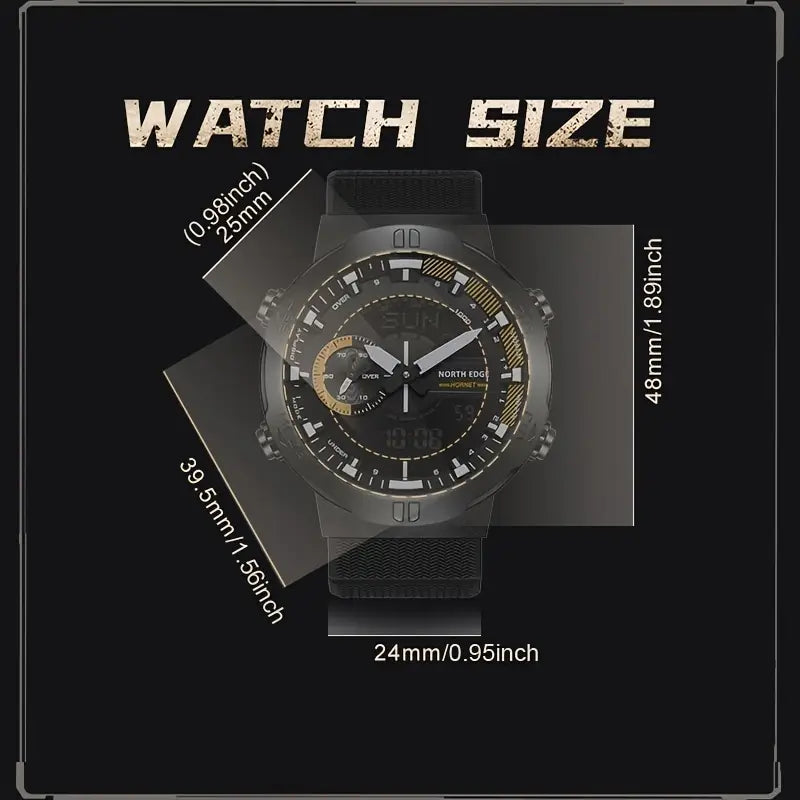 NORTH EDGE HORNET Men's Sports Watch - Black Digital Display with World Time, Speed Tracker, Stopwatch, Countdown Timer, Illumination & Water Resistance for Running, Cycling & Outdoor Activities, Cycling Wristwatch