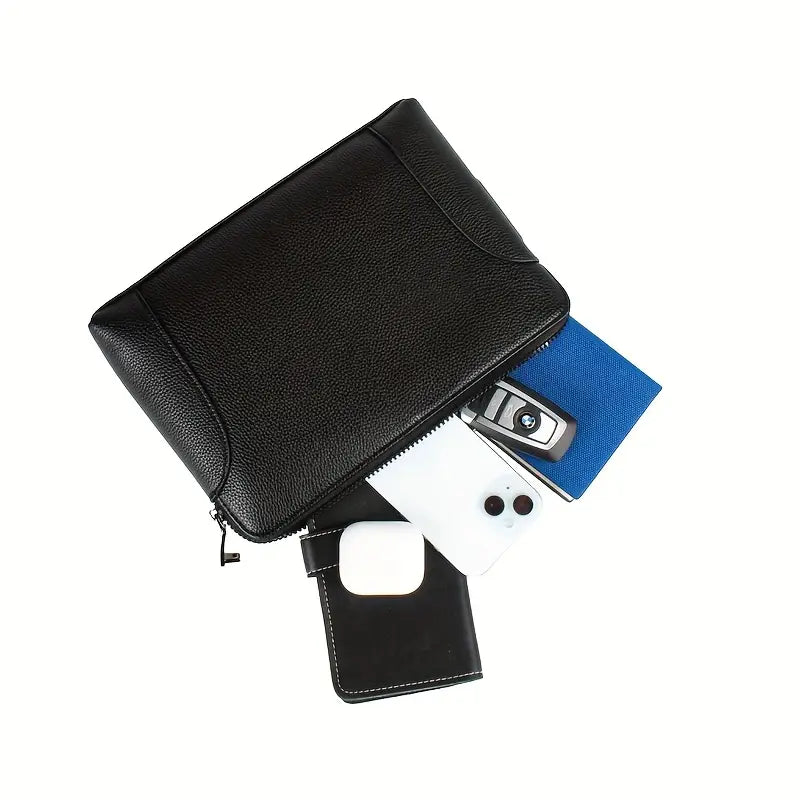 Unisex Fingerprint Lock Bag High Quality Genuine Leather Clutch Bag Smart Safe with Anti-theft function Finger print unlock gift for boyfriend