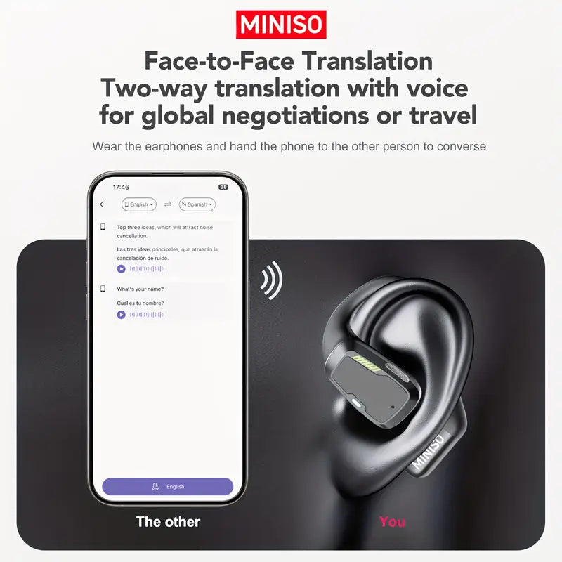AI Translator Earbuds with 144 Language Real-Time Translation, Noise Cancelling Smart Headphones with Touch Control, Compatible for Travel,Gaming,Work,Fitness, Compatible with Smartphones (No Charger Included) Wired Earbuds For Iphone