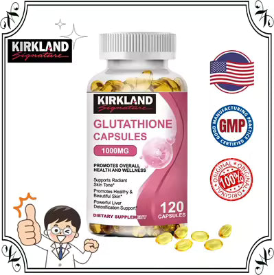 KIRKLAND Glutathione Capsules Anti-Aging Detox 1000mg Powerful Whitening Reduce Dull Skin 120pcs