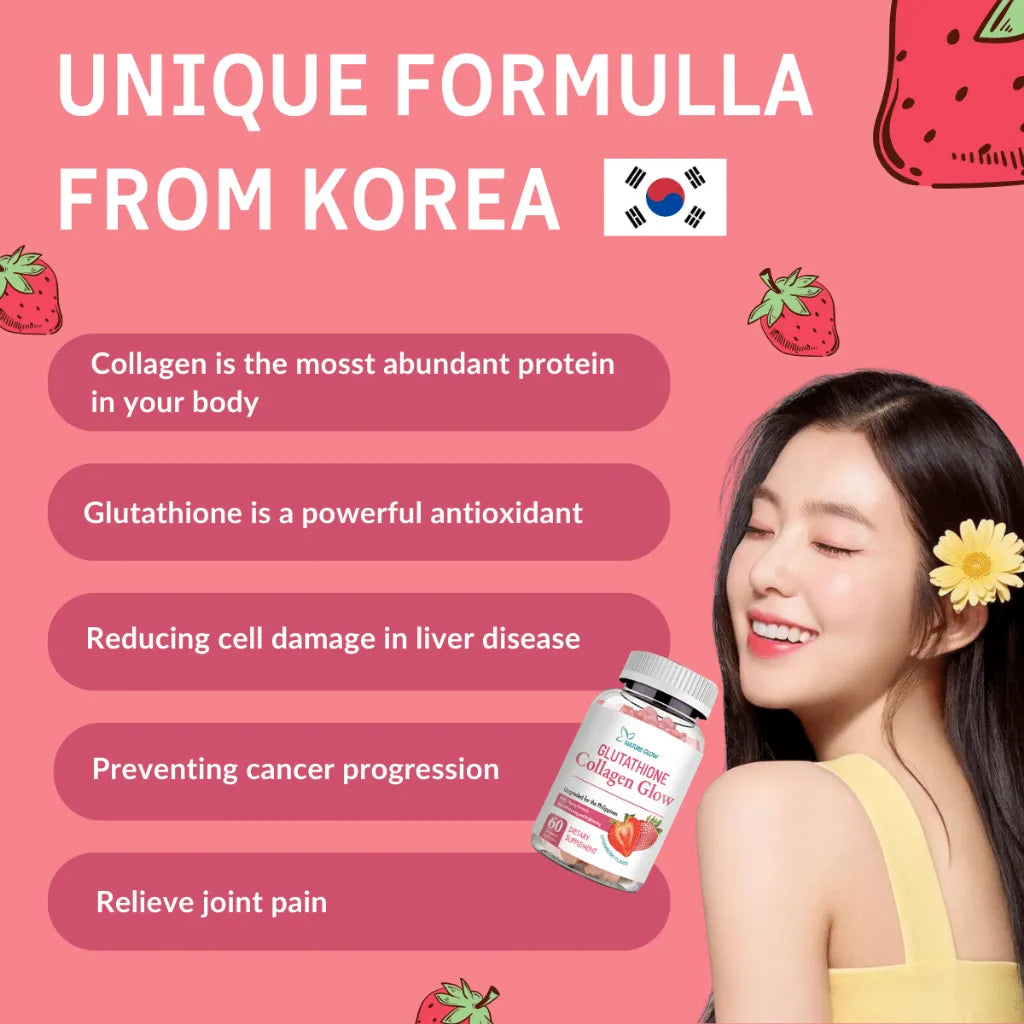 NATURE GLOW Glutathione Collagen Gummies Anti-Aging Whitening Skin Collagen Vitamins