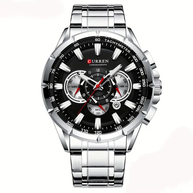 CURREN Sports Fashion Watch With Timing Function And Large Dial Quartz Wristwatch