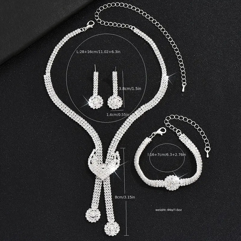 New Foreign Trade European and American Style Silvery Heart Jewelry Set with Tassel Peach Pendant Wholesale Factory