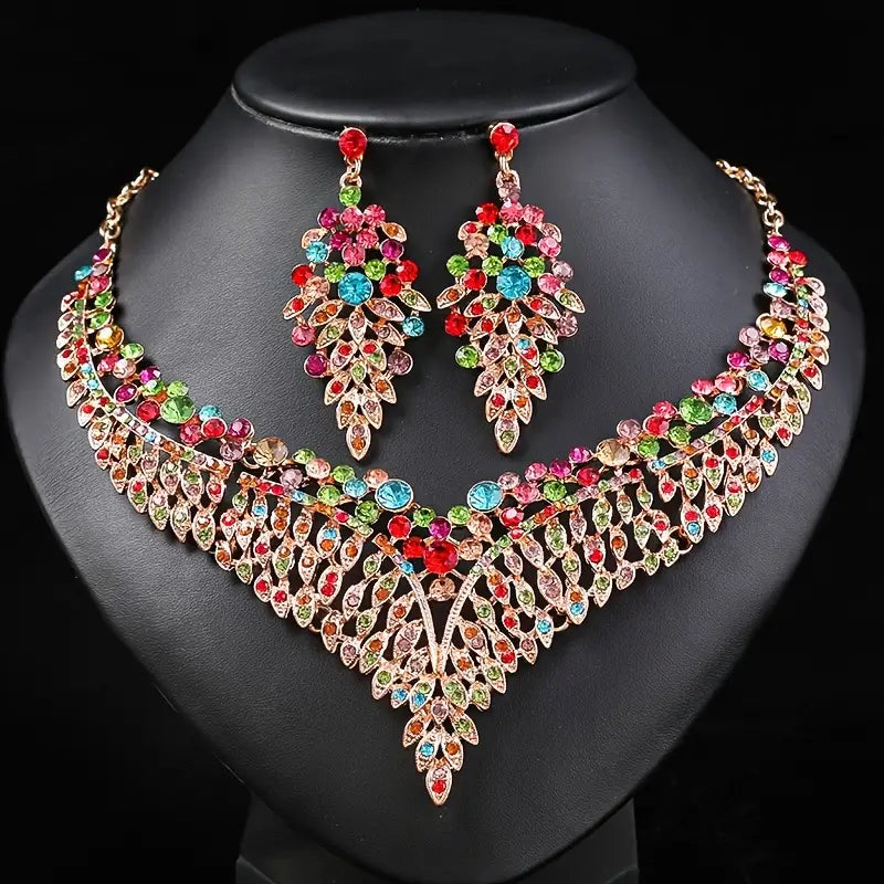 Middle Eastern Hot Selling Exaggerated Necklace Earrings Jewelry Set Fashionable Vintage Luxury Wedding Accessories