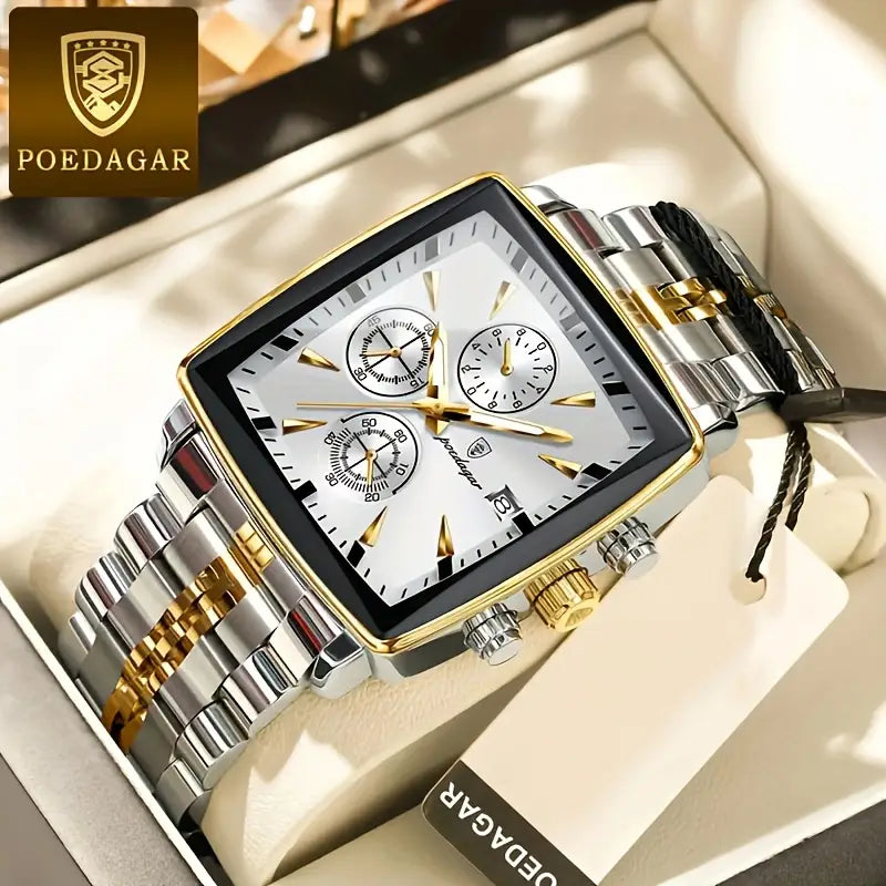 Casual Sports Watch, Stainless Steel Quartz Movet, 3ATM Water Resistant, Luminous Hands, Chronograph, Zinc Alloy Case, Battery Powered with Non-Rechargeable Button Battery