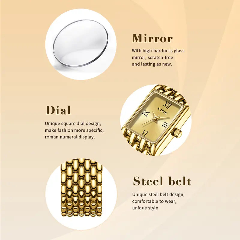 LIGE Smart Bracelet Stainless Steel Strap High-end Business Elegant/casual Matching Women's Watch Sports Watch