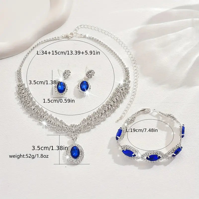 Elegant Bridal Jewelry Set Necklace & Earrings with Sparkling, Perfect for Weddings & Parties