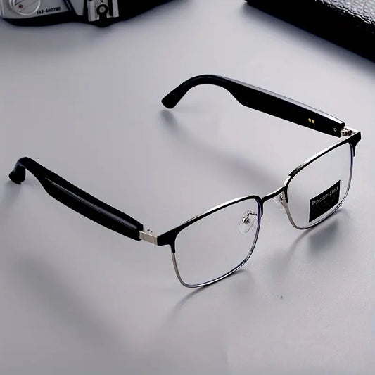 Smart Glasses with Photochromic Lenses, USB Rechargeable, HD Voice Assistant, Automatic Pairing, Ultra-Long Battery Life, Vintage Rectangular Frame - Ideal for Leisure & Entertainment, Smart Glasses for Android Phones, Entertainment Accessory