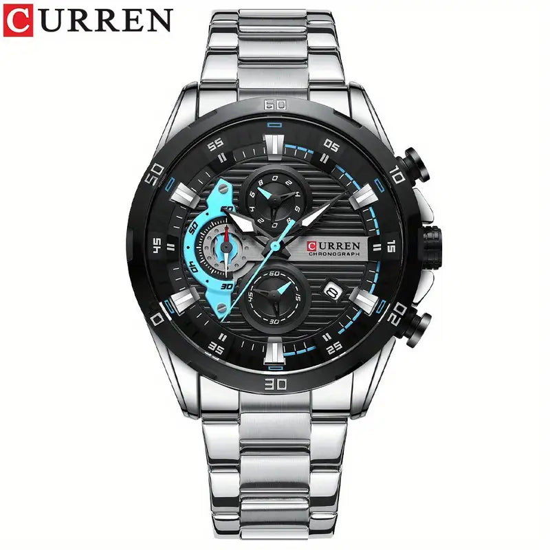 CURREN Men's Sports Watch, Multifunctional Chronograph Pointer Round Watch
