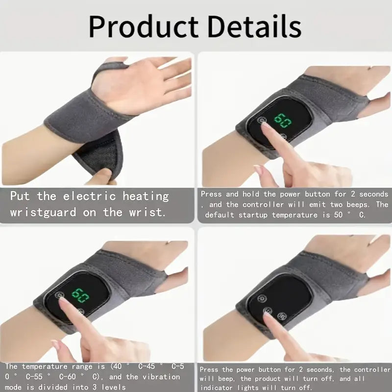 Wrist massager, vibration, hot compress, rechargeable portable, easy to use, simple operation