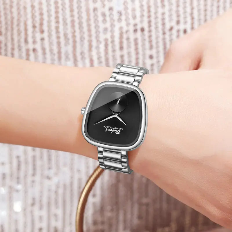 BINBOND Women'S Casual Luxury Quartz Watch - Black Dial, Stainless Steel Band, Shock-Resistant, Minimalist Design with Date Display, Perfect for Casual Attire, Everyday Timepiece, Sleek Timepiece