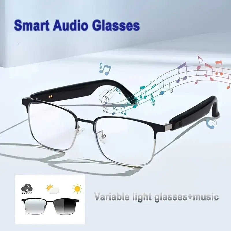 Smart Audio Glasses with Photochromic Lenses, Touch Control, Built-in Mic & Open-Ear Music, Anti-Blue Light, Rechargeable Battery for Office, Outdoor, Sports, Driving - Ideal Holiday Gift