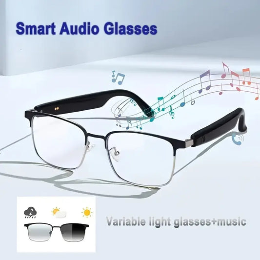 Smart Audio Glasses with Photochromic Lenses, Touch Control, Built-in Mic & Open-Ear Music, Anti-Blue Light, Rechargeable Battery for Office, Outdoor, Sports, Driving - Ideal Holiday Gift