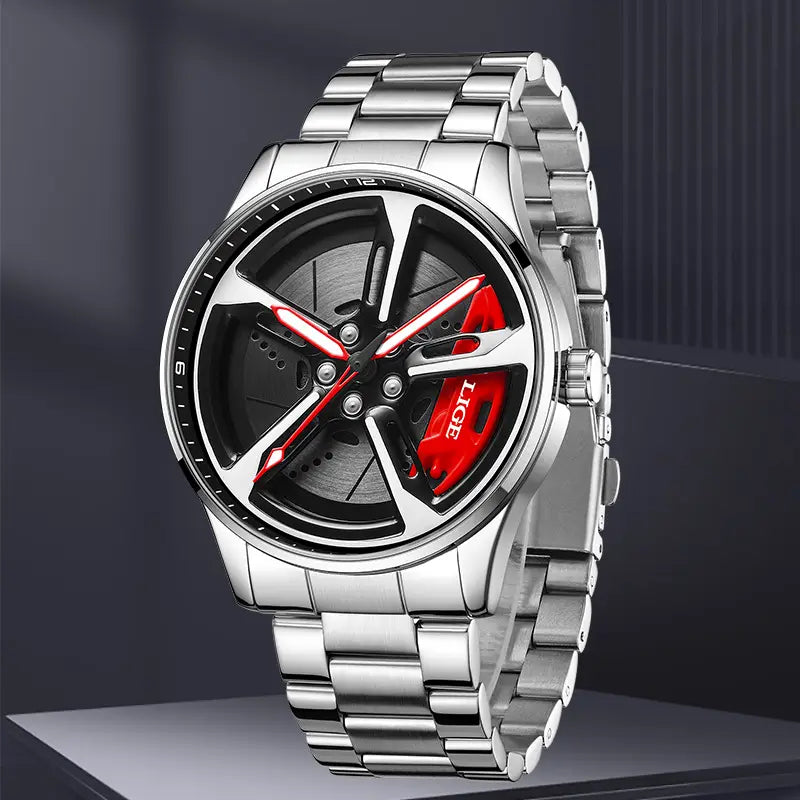 LIGE brand's new 2025 three pin quartz watch for men, sports luminous watch, fashionable multifunctional stainless steel strap watch