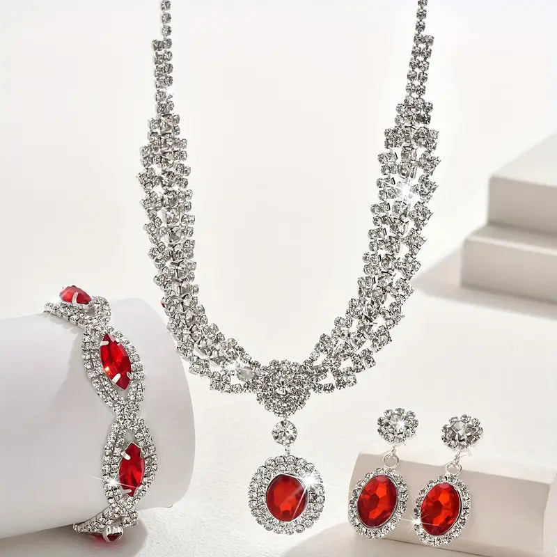 Elegant Bridal Jewelry Set Necklace & Earrings with Sparkling, Perfect for Weddings & Parties