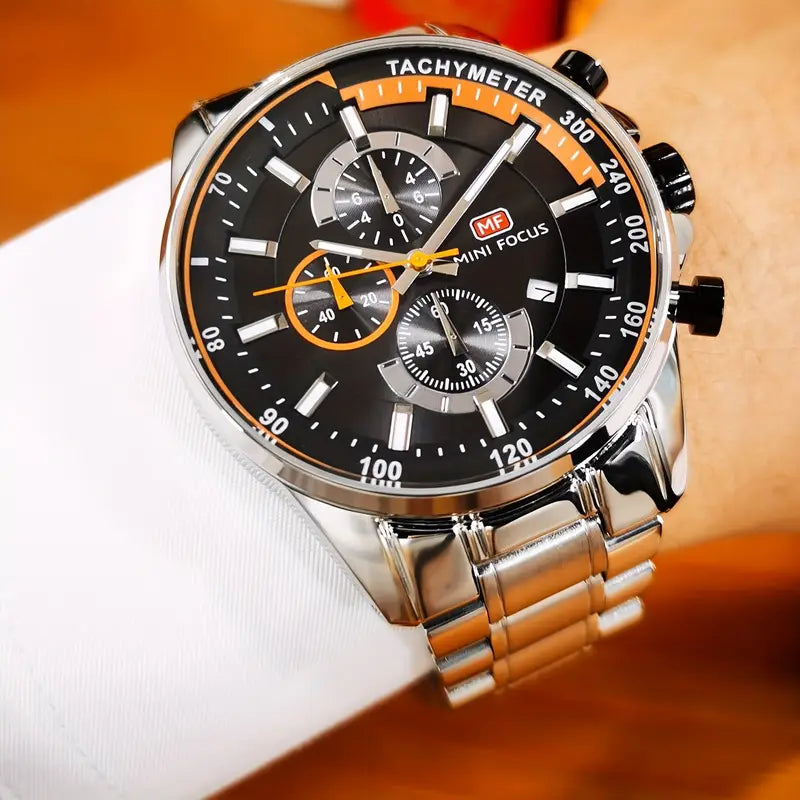 Fashion Business Multifunctional Quartz Watch Luminous Hands Calendar Top Brand Luxury Stainless Steel Strap Classic Casual Wristwatches Gifts with Box