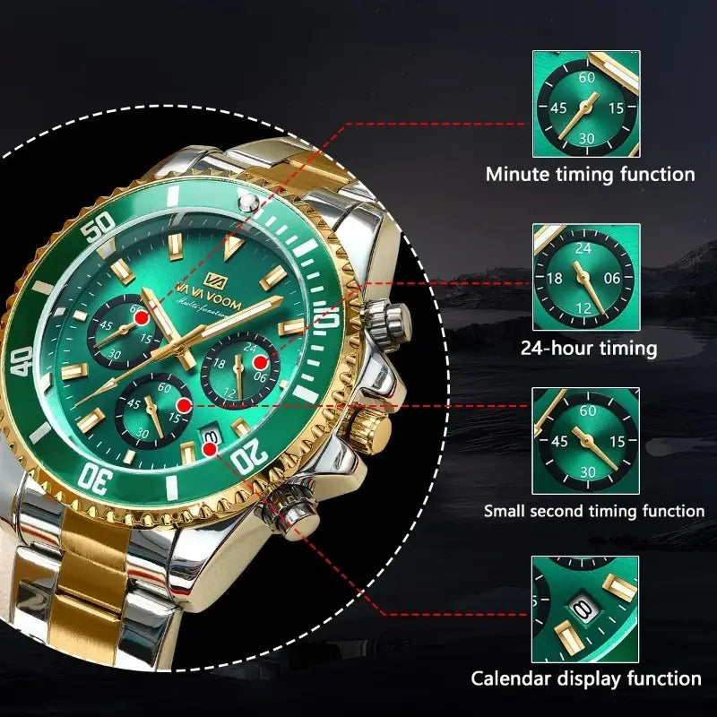 Men'S Quartz Watch, Luxury Night Glow Business Style Series, Stainless Steel, Business Style Watch|Luxury Watch|Quartz Movement