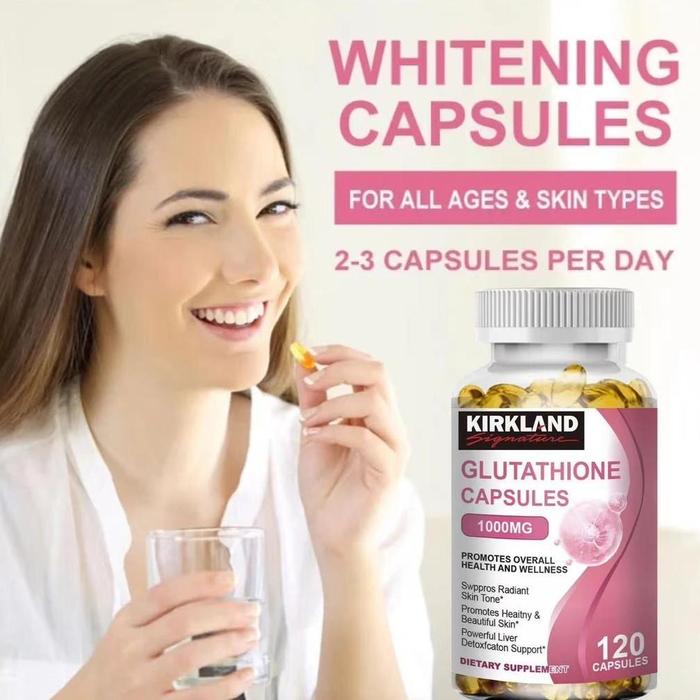 KIRKLAND Glutathione Capsules Anti-Aging Detox 1000mg Powerful Whitening Reduce Dull Skin 120pcs