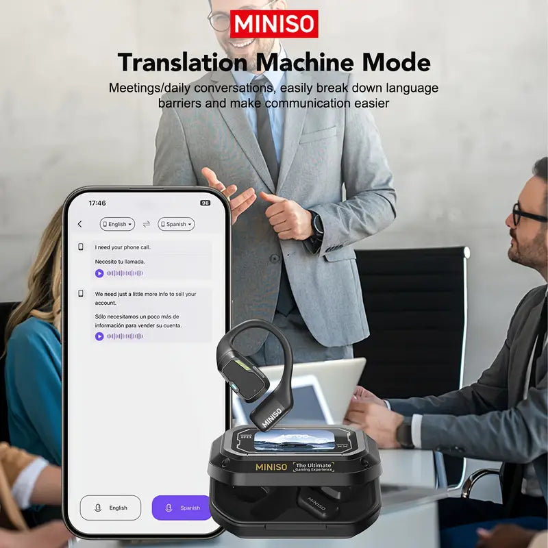 AI Translator Earbuds with 144 Language Real-Time Translation, Noise Cancelling Smart Headphones with Touch Control, Compatible for Travel,Gaming,Work,Fitness, Compatible with Smartphones (No Charger Included) Wired Earbuds For Iphone