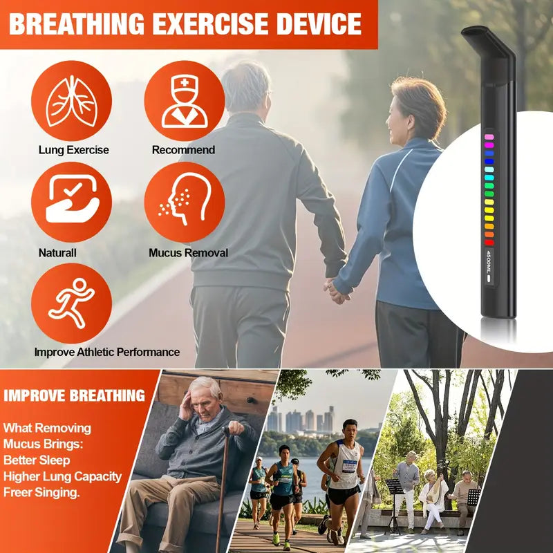 Intelligent respiratory trainer, USB rechargeable respiratory trainer with ABS shell - portable home gym system, enhances respiratory skills, reduces heart rate, improves oral breathing, including 12 better control modes