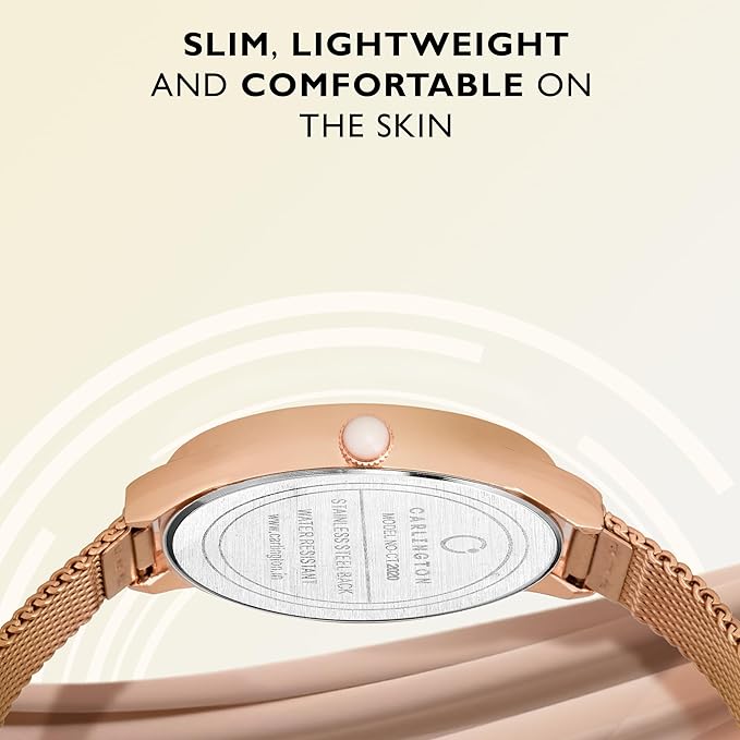 Carlington Big Dial Women’s Watch with Stainless Steel Mesh Strap, Adjustable Clasp and Water Resistant Body(Silver/Rose Gold/Black Dial)