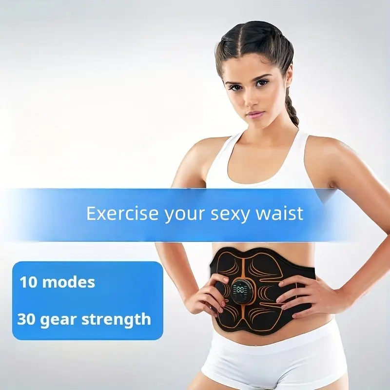 Abdominal Muscle Training Belt with Waist Massager - USB Rechargeable, Adjustable Fit for Core Workouts & Stability Training, Black, Workout Accessories, Sleek Design