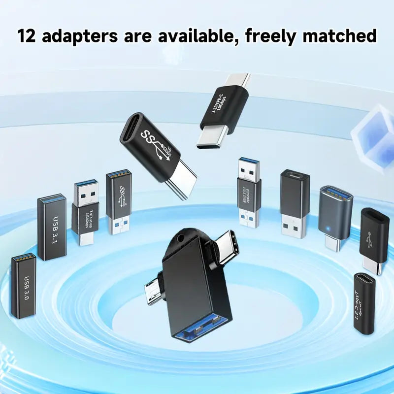 12pcs USB-C to USB 3.0 Adapters - High-Speed Data Transfer & Charging, OTG MiniUSB Power Mode, Compatible with Android & iOS Devices, No Battery Needed, Data Transfer Accessories | Modern USB Design | Compact Size