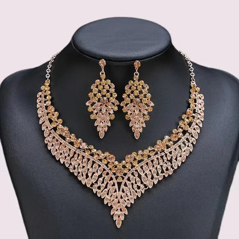 Middle Eastern Hot Selling Exaggerated Necklace Earrings Jewelry Set Fashionable Vintage Luxury Wedding Accessories