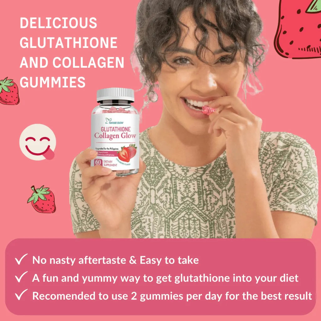 NATURE GLOW Glutathione Collagen Gummies Anti-Aging Whitening Skin Collagen Vitamins