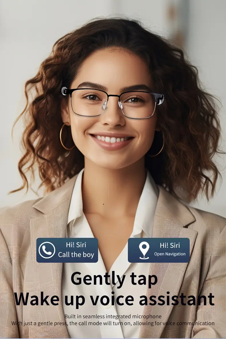 Smart Audio Glasses with Photochromic Lenses, Touch Control, Built-in Mic & Open-Ear Music, Anti-Blue Light, Rechargeable Battery for Office, Outdoor, Sports, Driving - Ideal Holiday Gift