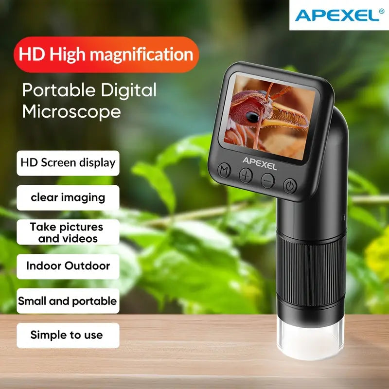 APEXEL Portable HD Digital Microscope, Handheld USB Microscope with LED for Laptop, Pocket-Sized 400X-800X Magnifier for Photos and Videos