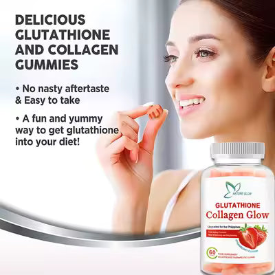 NATURE GLOW Glutathione Collagen Gummies Anti-Aging Whitening Skin Collagen Vitamins