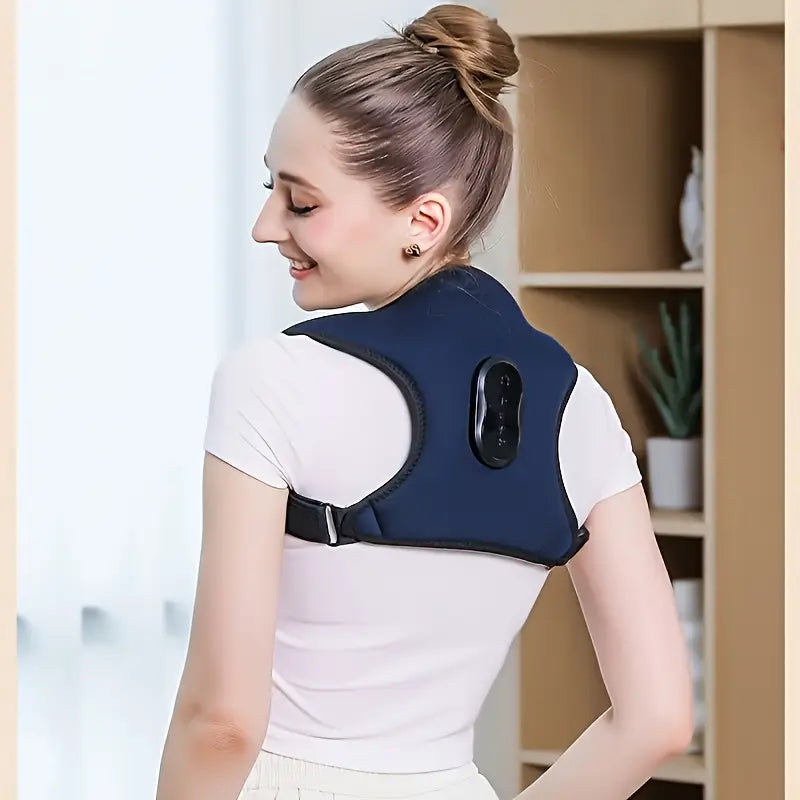 Back Massager, Hot Compress Vibrating Massager LCD Display, 4 Modes, Massage Timing Design, 3-Speed Adjustable Vibration Massage Intensity, 3-Speed Adjustable Hot Compress, Unisex And Multi-Functional Back Massager with Remote Control