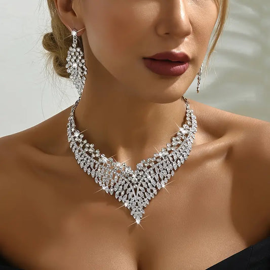 Middle Eastern Hot Selling Exaggerated Necklace Earrings Jewelry Set Fashionable Vintage Luxury Wedding Accessories