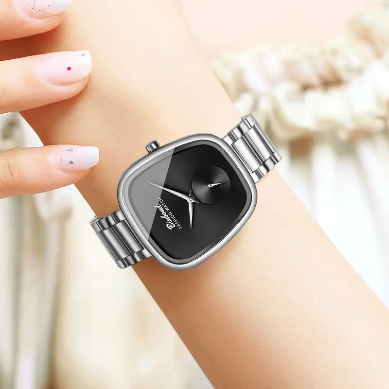 BINBOND Women'S Casual Luxury Quartz Watch - Black Dial, Stainless Steel Band, Shock-Resistant, Minimalist Design with Date Display, Perfect for Casual Attire, Everyday Timepiece, Sleek Timepiece